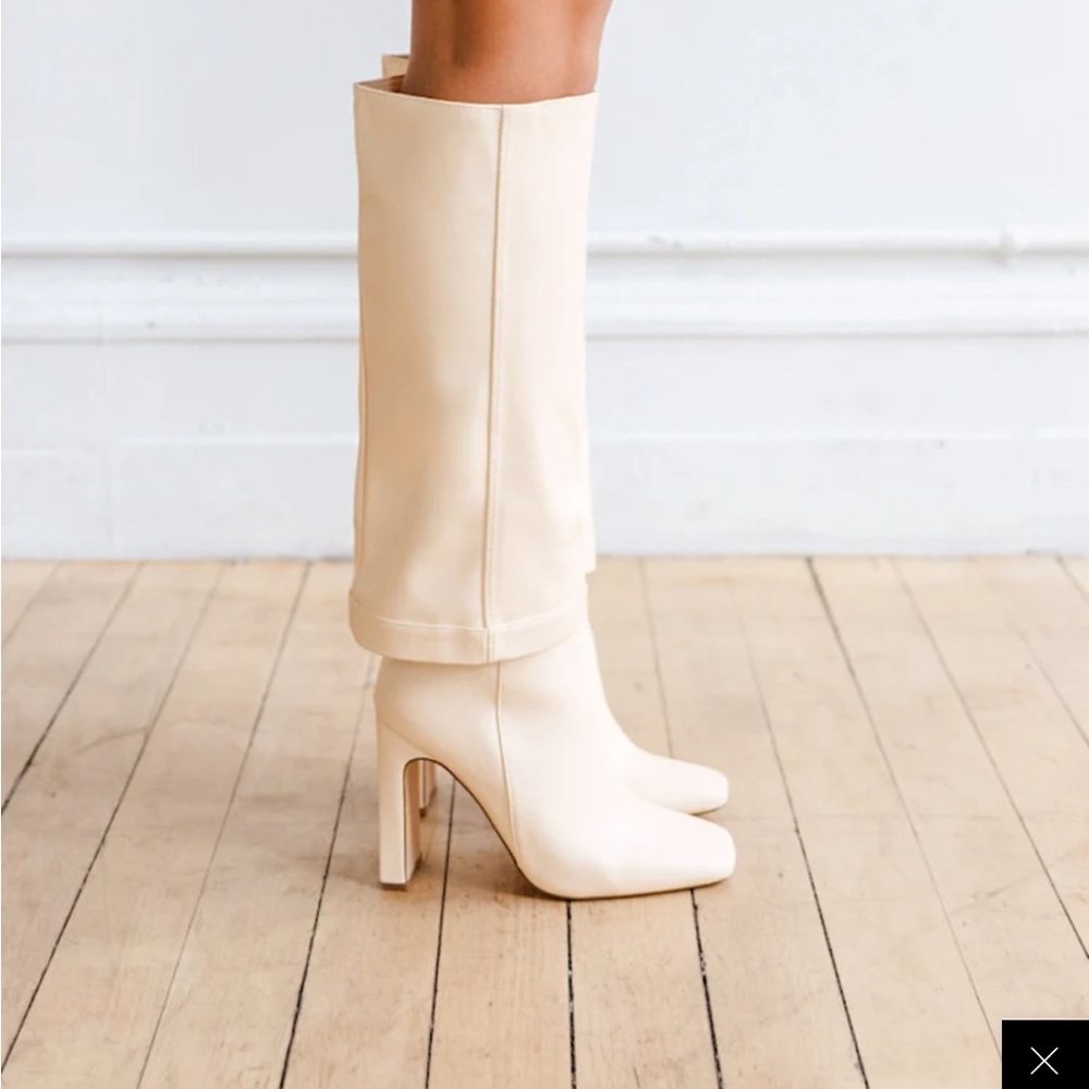 Lorlia Almond Square Toe Knee High Boots Sz 7